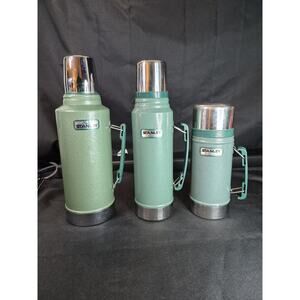 3 Green Aladdin Stanley Thermoses Lot USA 1/2 Gallon , 1.0L. And The Wide Mouth